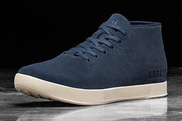 Navy Nobull Ivory Suede Mid Men's Trainers | CA L1409I